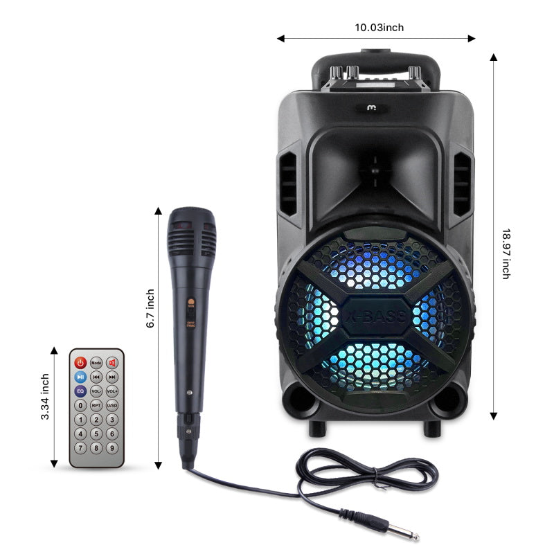 MyBat Pro Cayenne Portable Bluetooth Speaker with LED / Microphone / Remote - 15W - Black