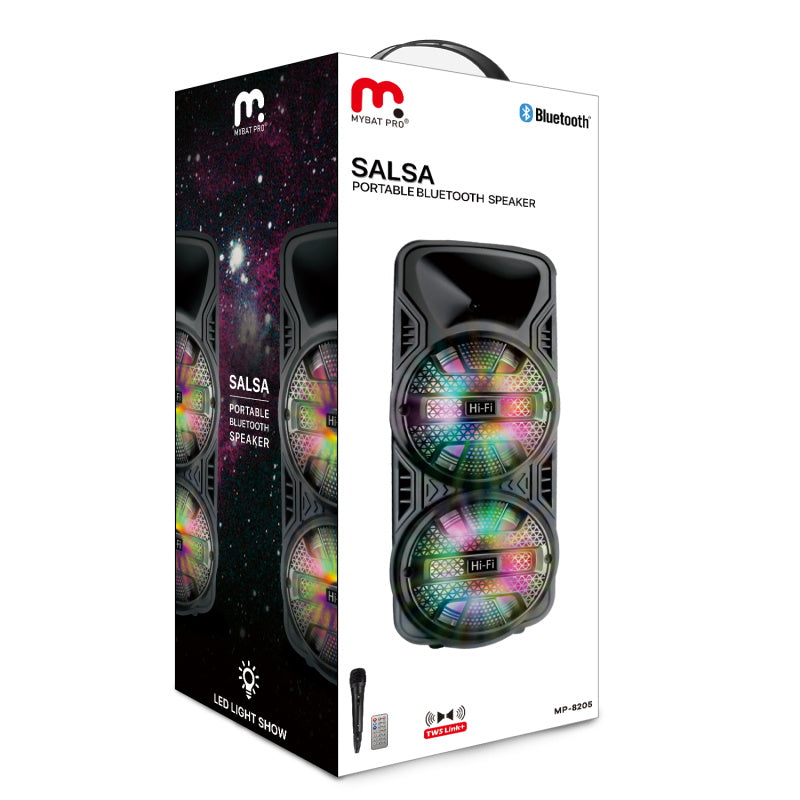 MyBat Pro Salsa Portable Bluetooth Speaker with LED / Microphone / Remote - 30W - Black