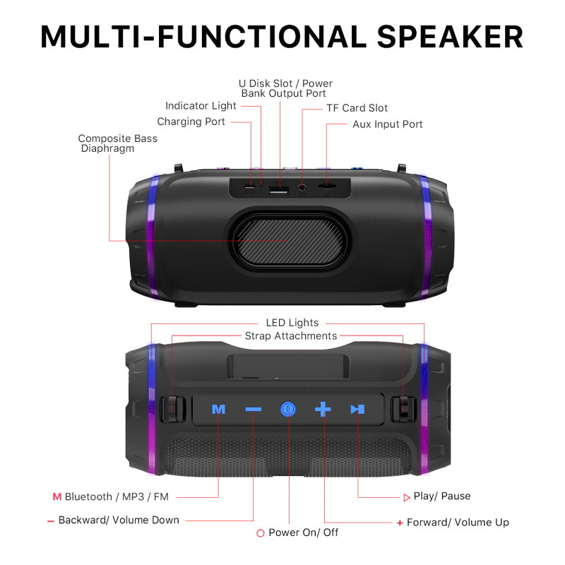 MyBat Pro Vibebuddy Bluetooth Speaker - Black