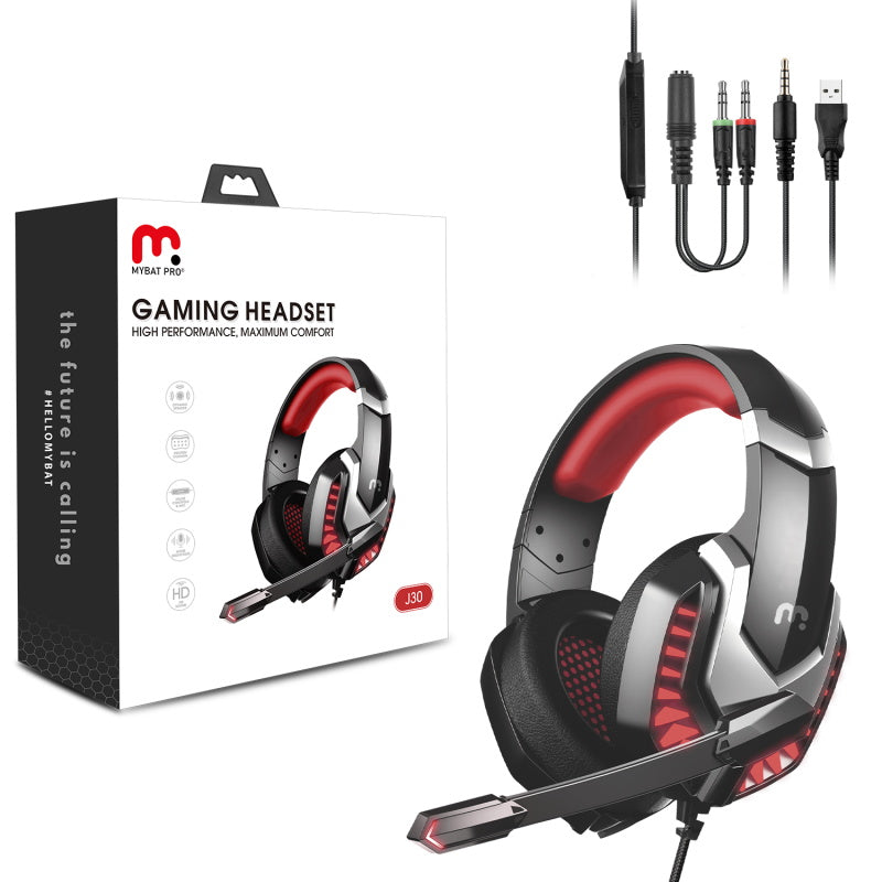 MyBat Pro Gaming Headset with LED Light - Black / Red