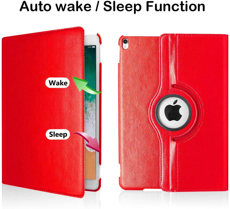 Rotating Case for iPad Air (3rd Gen) 10.5" (2019) / iPad Pro 10.5" (2017) 360 Degree with Adjustable Multiple Stand Smart Cover Case with Auto Sleep Wake - Red