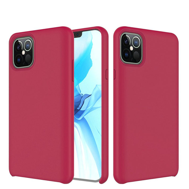 Soft Silicone Gel Skin Cover Case For iPhone 12/12 Pro (6.1") - Rose Red