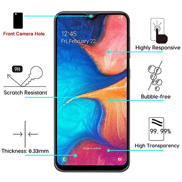 Full Coverage Tempered Glass Clear Screen Protector for Samsung Galaxy A50 / Galaxy A20 - Black AAA