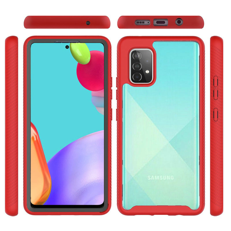 For Samsung Galaxy A52 5G Shockproof Heavy Duty Bumper Case - Clear/Red