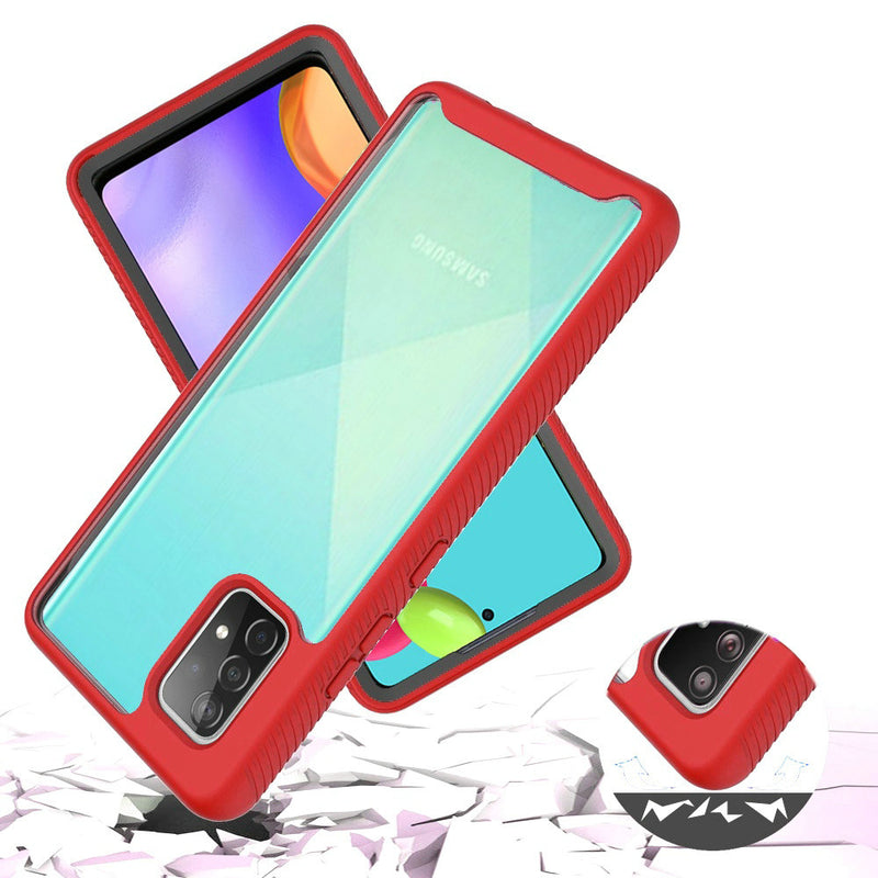 For Samsung Galaxy A52 5G Shockproof Heavy Duty Bumper Case - Clear/Red