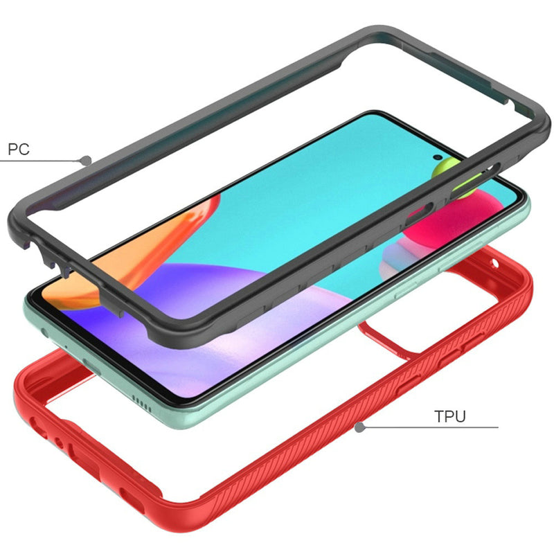 For Samsung Galaxy A52 5G Shockproof Heavy Duty Bumper Case - Clear/Red