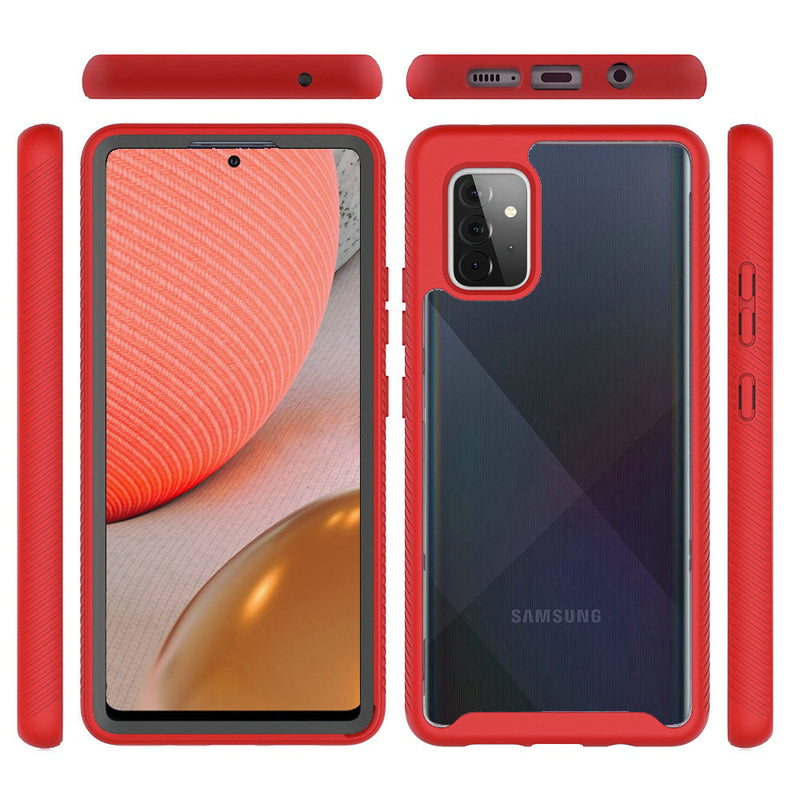 For Samsung Galaxy A72 5G Shockproof Heavy Duty Bumper Case - Clear/Red