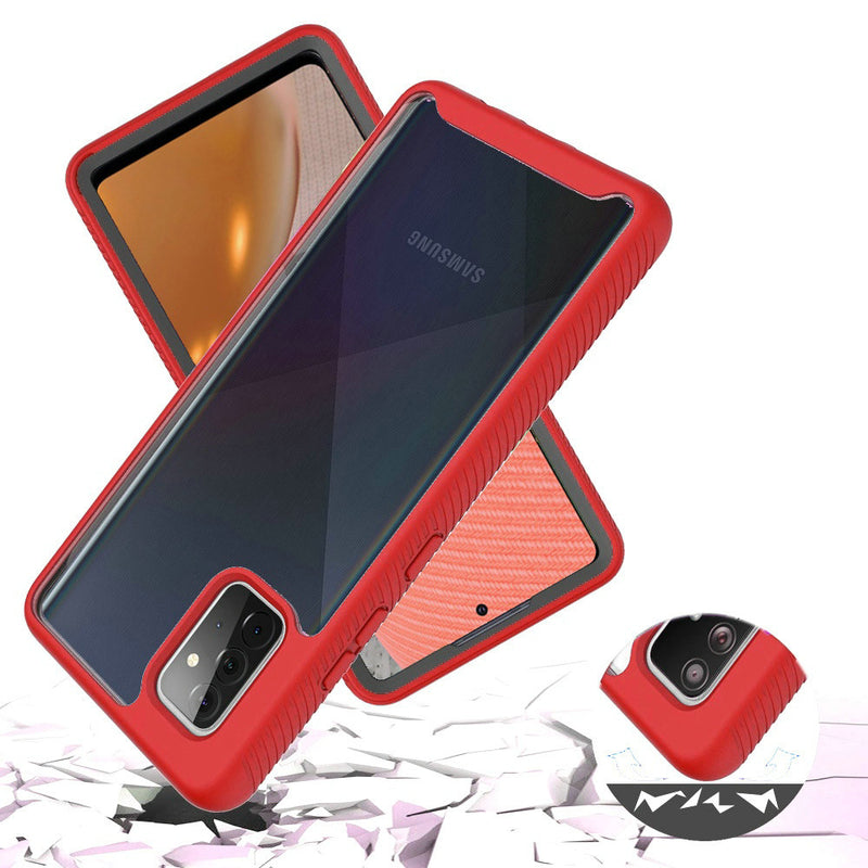 For Samsung Galaxy A72 5G Shockproof Heavy Duty Bumper Case - Clear/Red