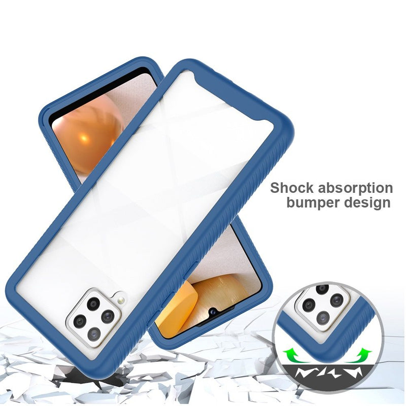 For Samsung A42 5G Shockproof Heavy Duty Bumper Case - Clear/Blue