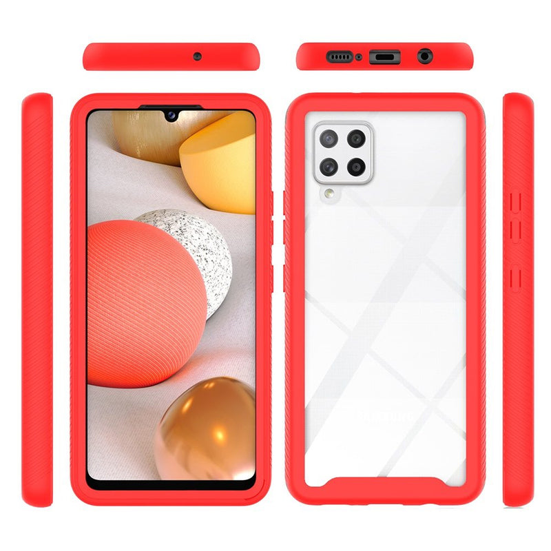 For Samsung A42 5G Shockproof Heavy Duty Bumper Case - Clear/Red