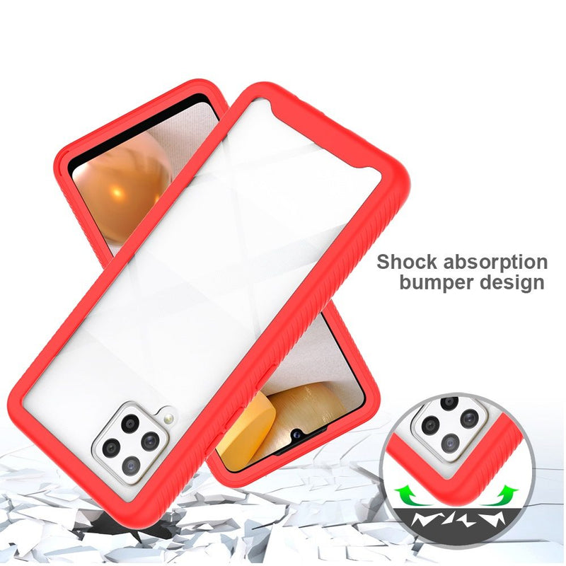 For Samsung A42 5G Shockproof Heavy Duty Bumper Case - Clear/Red