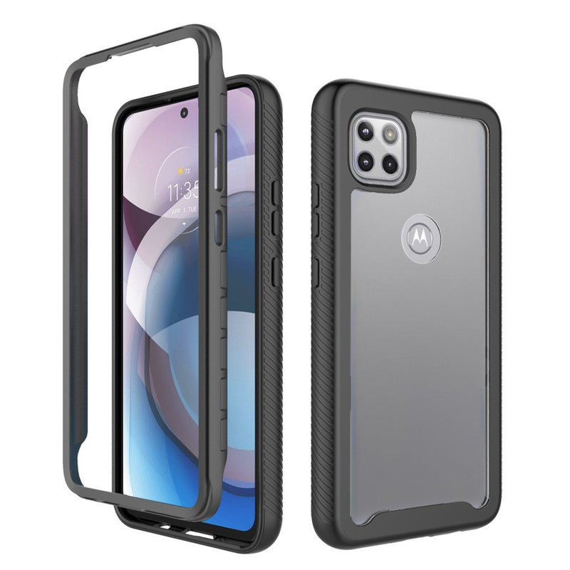 For Motorola Moto One 5G Ace Shockproof Heavy Duty Bumper Case - Clear/Black