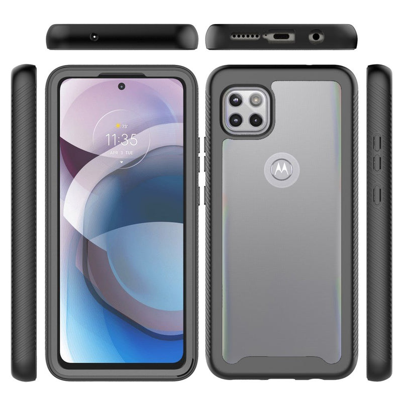 For Motorola Moto One 5G Ace Shockproof Heavy Duty Bumper Case - Clear/Black