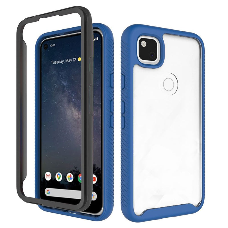 For Google Pixel 4a Shockproof Heavy Duty Bumper Case - Clear/Blue