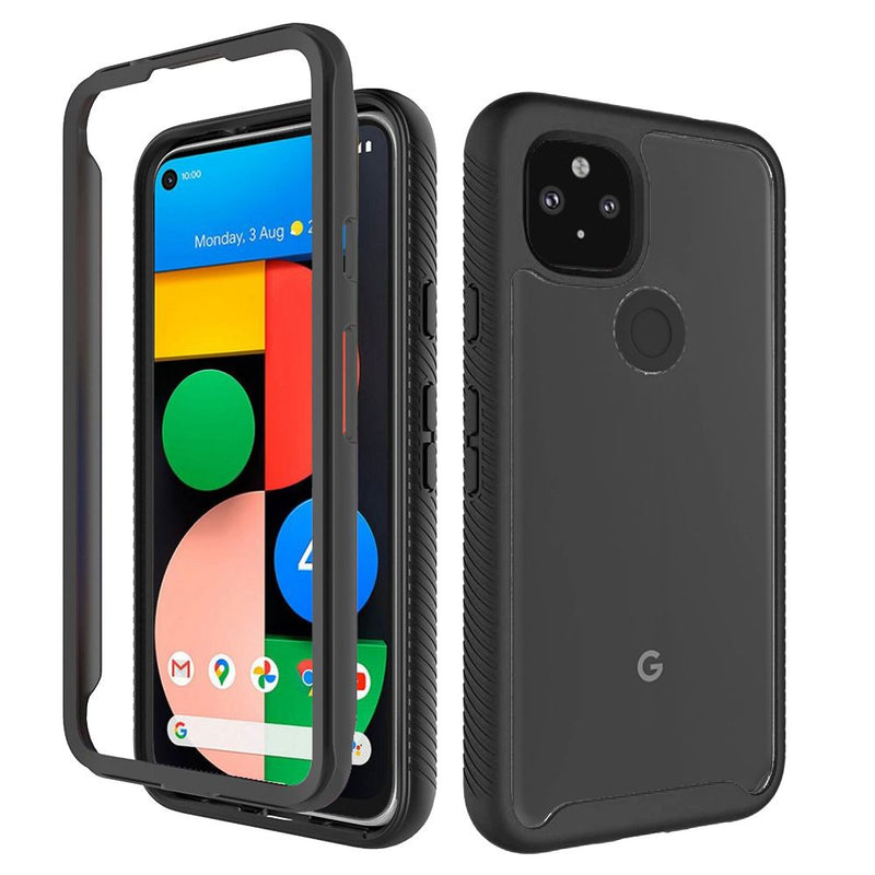 For Google Pixel 4a 5G (5G Version Only) Shockproof Heavy Duty Bumper Case - Clear/Black