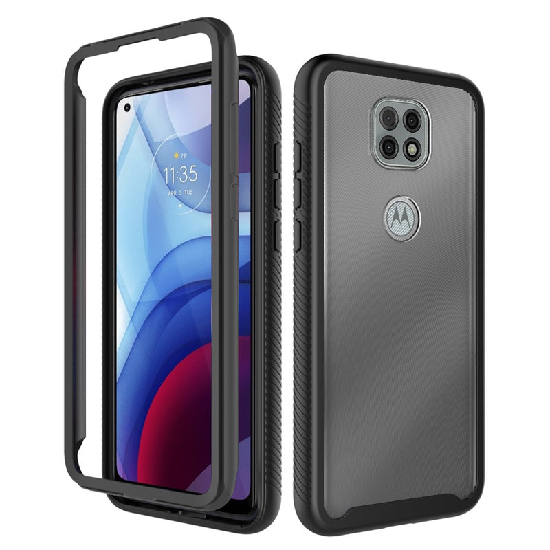 For Motorola Moto G Power 2021 Shockproof Heavy Duty Bumper Case - Clear/Black