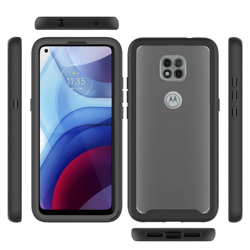 For Motorola Moto G Power 2021 Shockproof Heavy Duty Bumper Case - Clear/Black