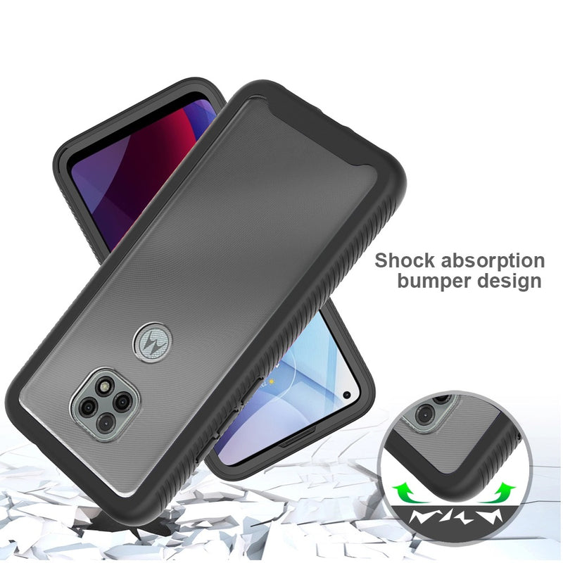 For Motorola Moto G Power 2021 Shockproof Heavy Duty Bumper Case - Clear/Black