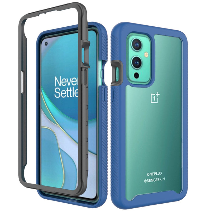 For OnePlus 9 Shockproof Heavy Duty Bumper Case - Clear/Blue