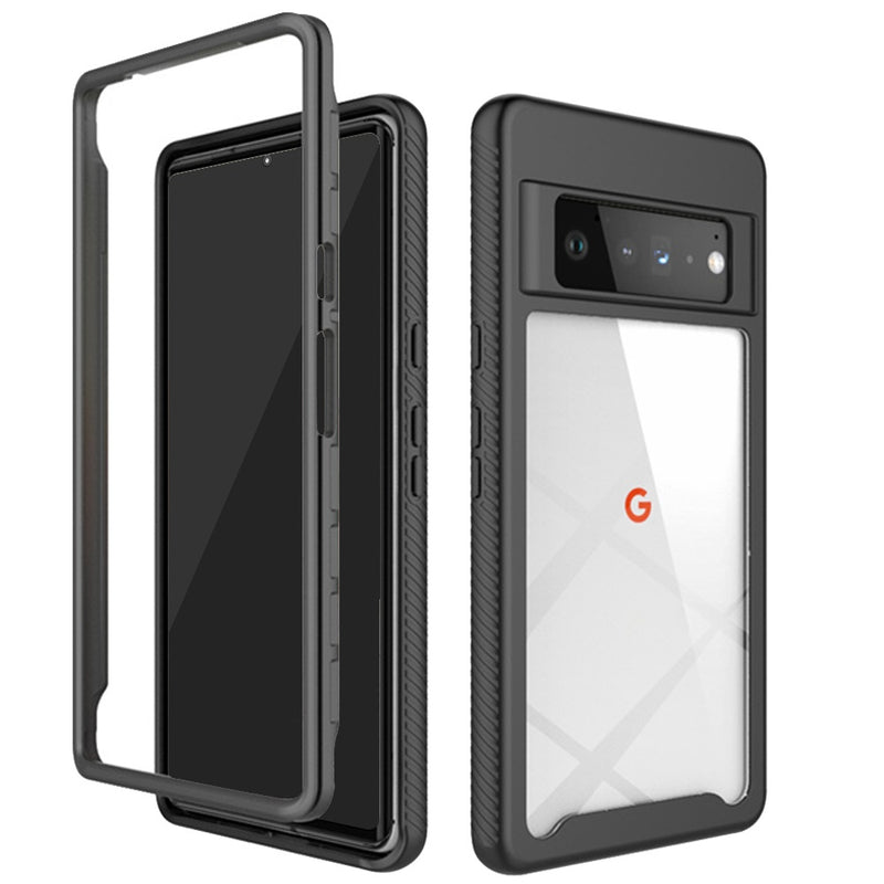 For Google Pixel 6 Shockproof Heavy Duty Bumper Case - Clear/Black