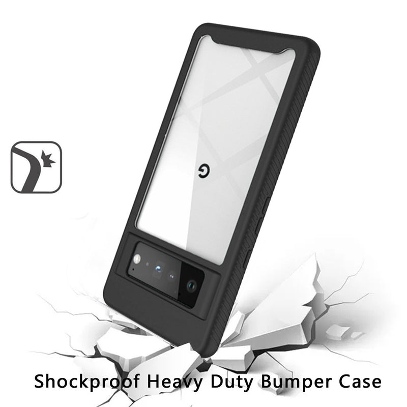 For Google Pixel 6 Shockproof Heavy Duty Bumper Case - Clear/Black