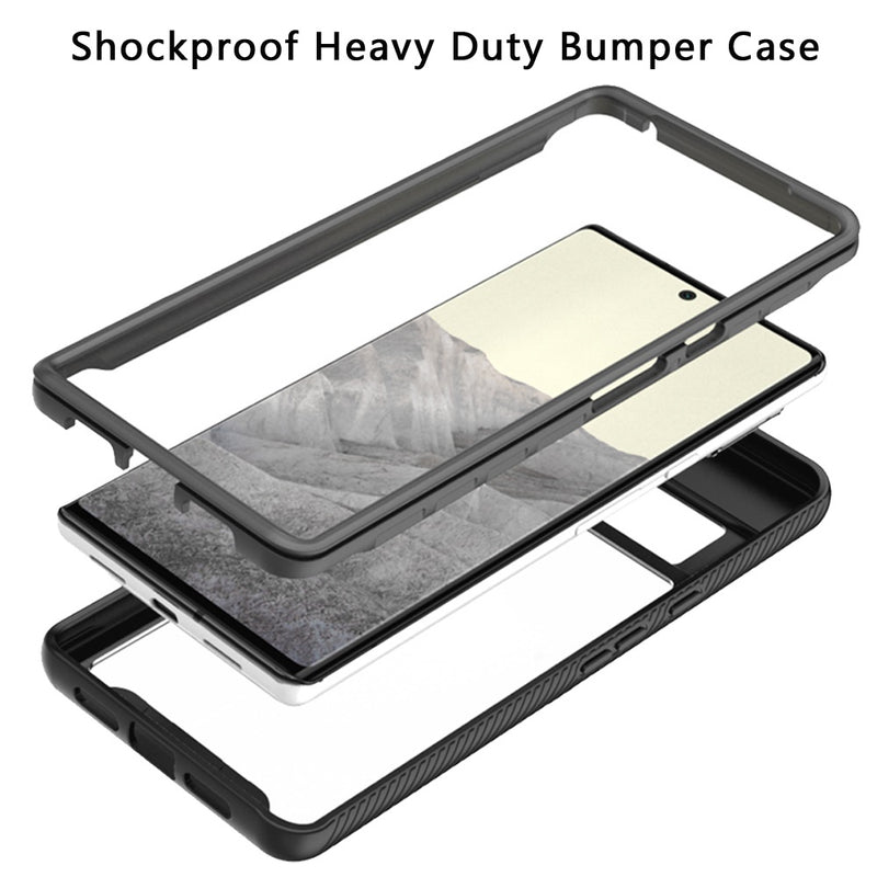 For Google Pixel 6 Shockproof Heavy Duty Bumper Case - Clear/Black