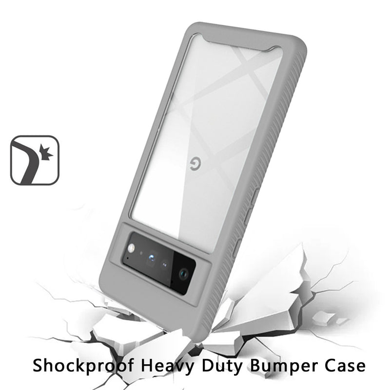 For Google Pixel 6 Shockproof Heavy Duty Bumper Case - Clear/Clear