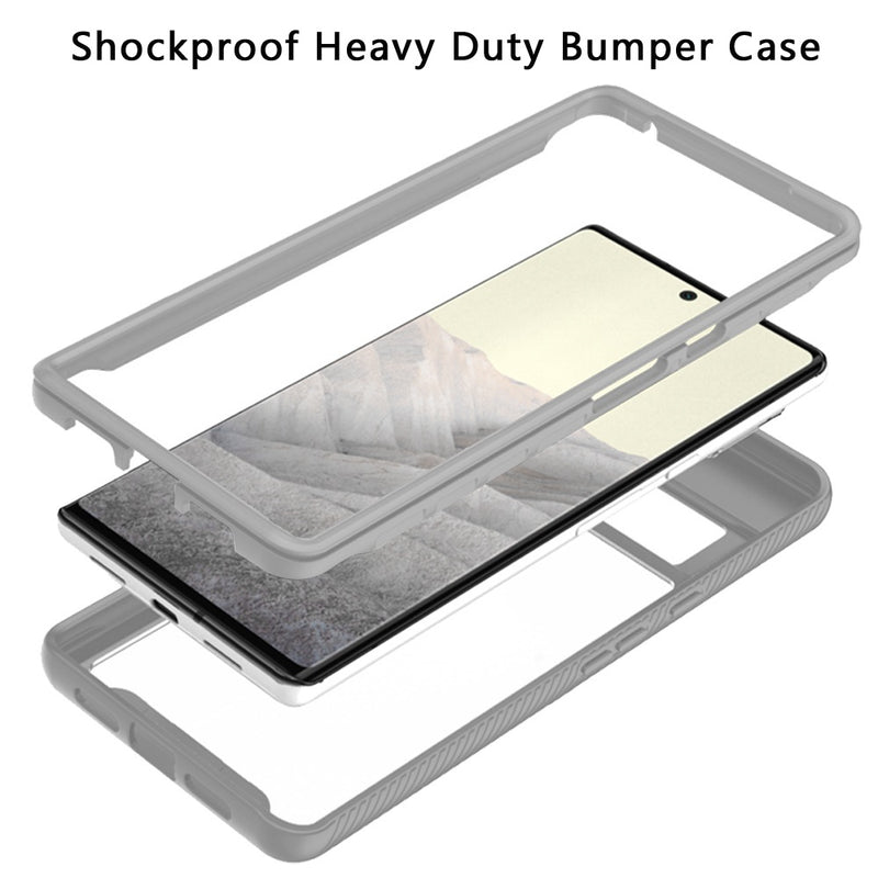 For Google Pixel 6 Shockproof Heavy Duty Bumper Case - Clear/Clear