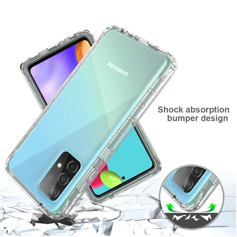 For Samsung Galaxy A52 5G Two Tone Transparent Shockproof Case Cover - Purple