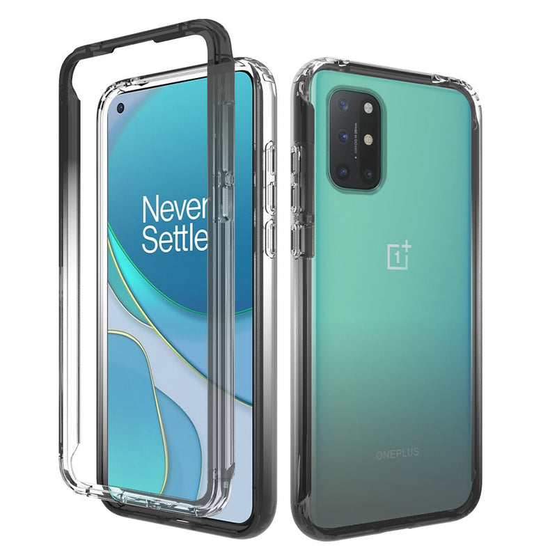 For OnePlus 8T 8T+ Plus 5G Two Tone Transparent Shockproof Case Cover - Smoke