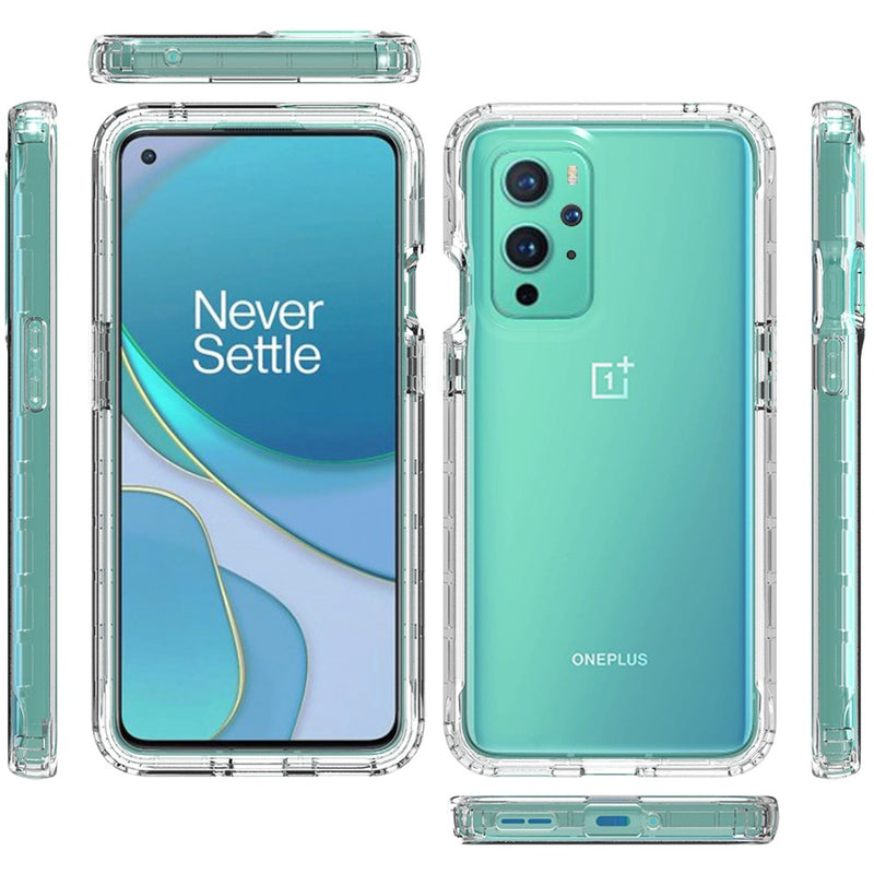 For OnePlus 9 Two Tone Transparent Shockproof Case Cover - Blue