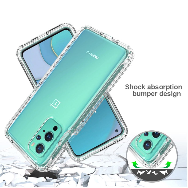 For OnePlus 9 Two Tone Transparent Shockproof Case Cover - Blue