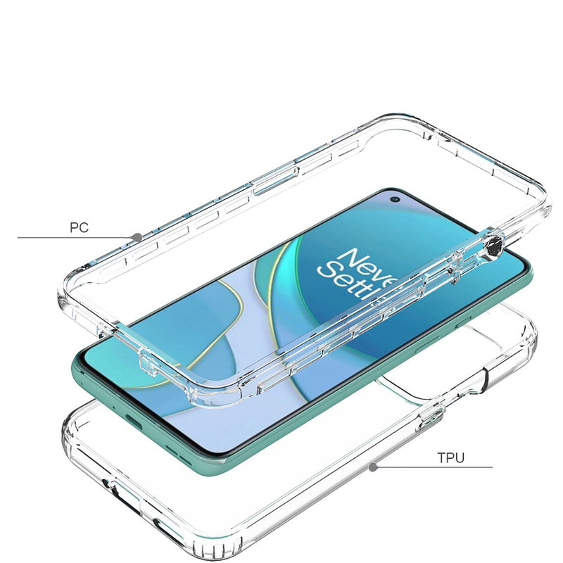 For OnePlus 9 Two Tone Transparent Shockproof Case Cover - Blue