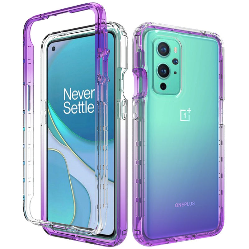 For OnePlus 9 Two Tone Transparent Shockproof Case Cover - Purple