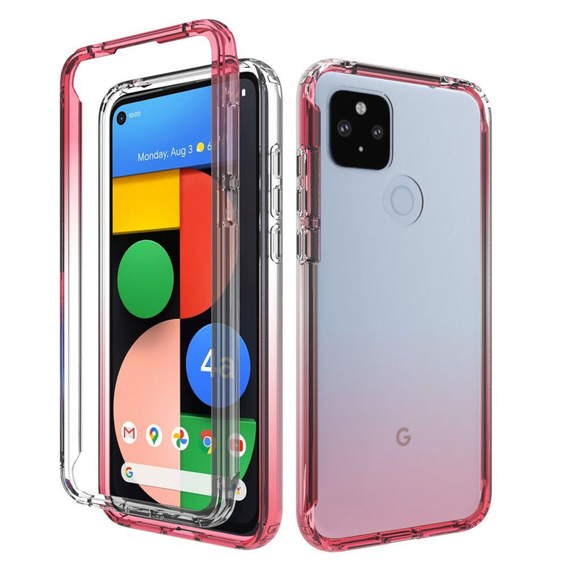 For Google Pixel 4a 5G (5G Version Only) Two Tone Color Gradient Transparent Shockproof PC TPU - Red