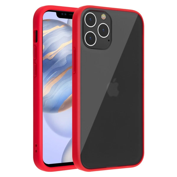 MyBat Frost Hybrid Protector Case for Apple iPhone 12 (6.1) / 12 Pro (6.1) - Semi Transparent Smoke Frosted / Rubberized Red