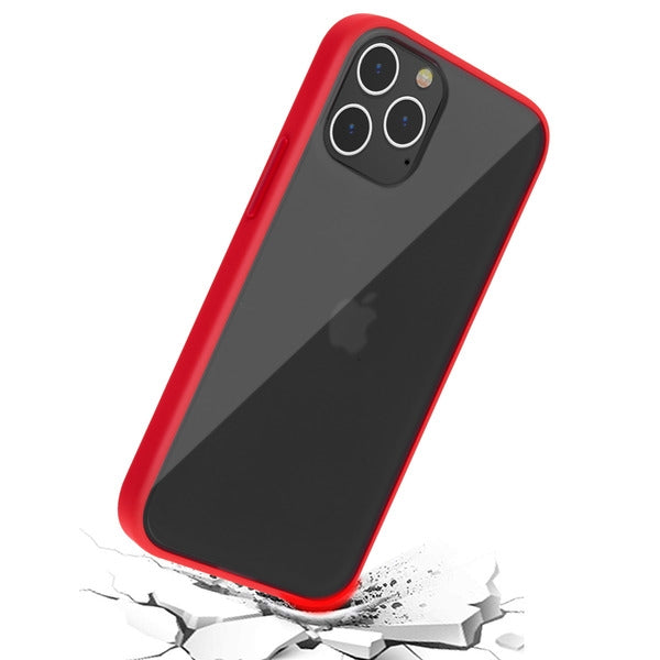 MyBat Frost Hybrid Protector Case for Apple iPhone 12 (6.1) / 12 Pro (6.1) - Semi Transparent Smoke Frosted / Rubberized Red