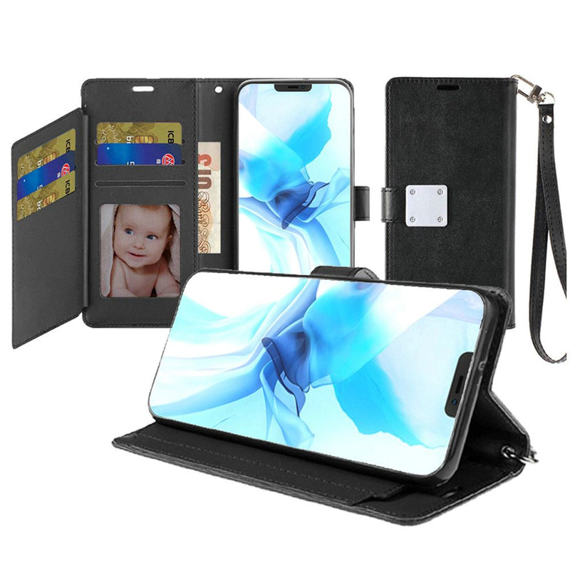 For iPhone 12/Pro (6.1 Only) Wallet ID Card Holder Case Cover - Black