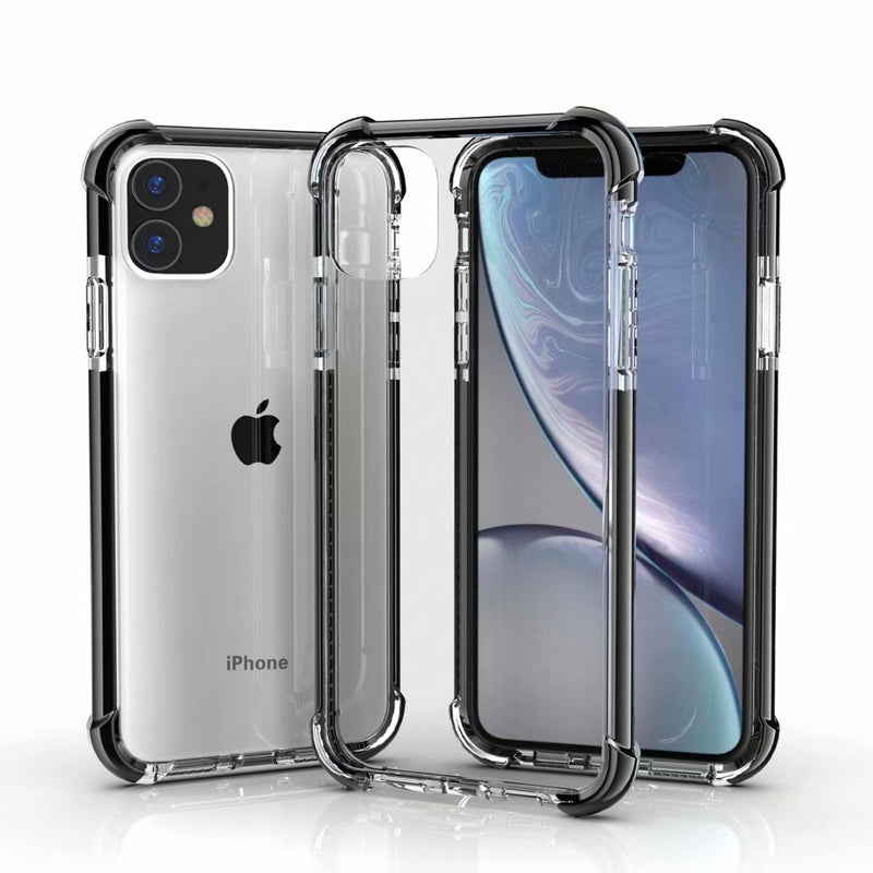 Crystal Clear Case Shockproof Corners Air Cushion Protective TPU Bumper Hard Acrylic Back Cover for iPhone 12 Mini (5.4") - Black