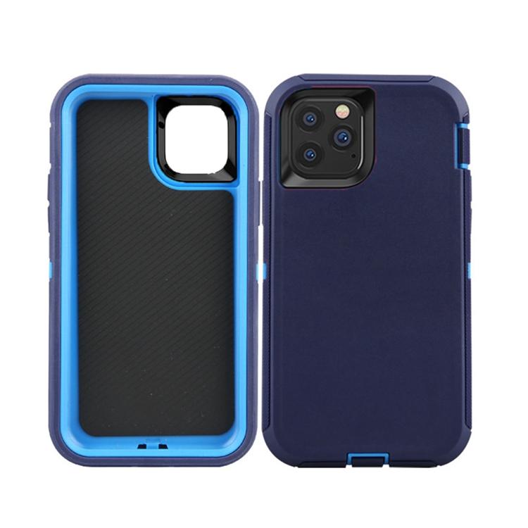 Heavy Duty Hybrid 3-In-1 Shockproof Robot Case with Clip for iPhone 12/12 Pro (6.1") - Navy Blue