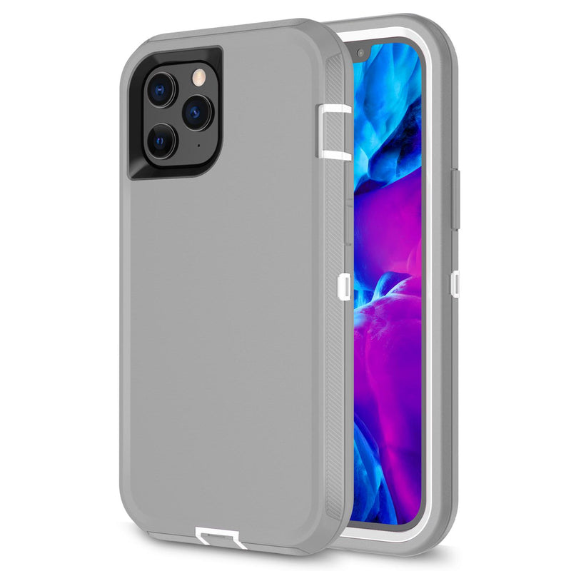 Heavy Duty Hybrid 3-In-1 Shockproof Robot Case with Clip for Samsung A11 - Gray