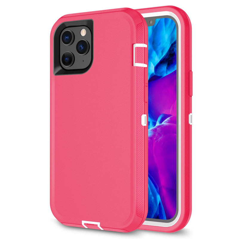 Heavy Duty Hybrid 3-In-1 Shockproof Robot Case with Clip for iPhone 12 Mini (5.4") - Pink