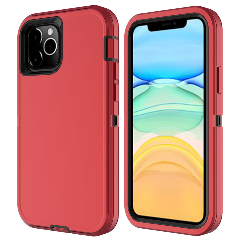 Heavy Duty Hybrid 3-In-1 Shockproof Robot Case with Clip for iPhone 7 Plus/8 Plus - Red