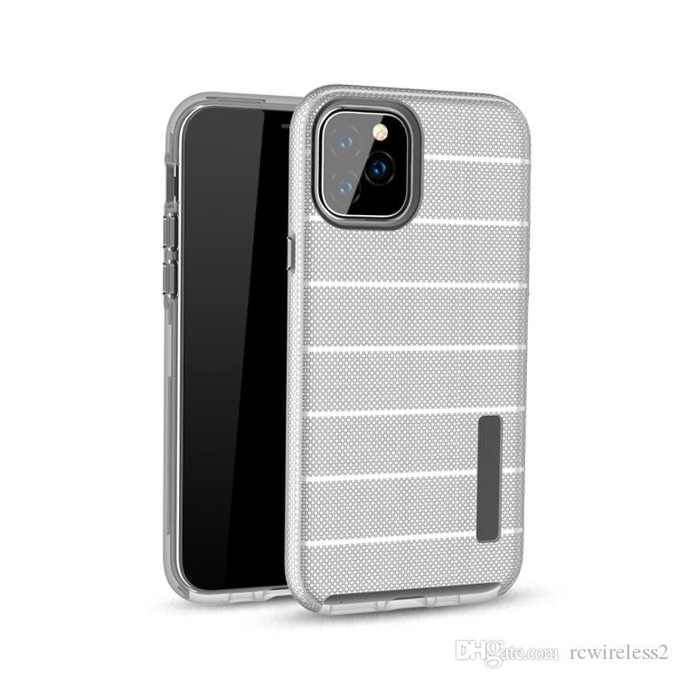 For iPhone 7 Plus/8 Plus Stripes Tuff Armor Hybrid Case Cover - Silver