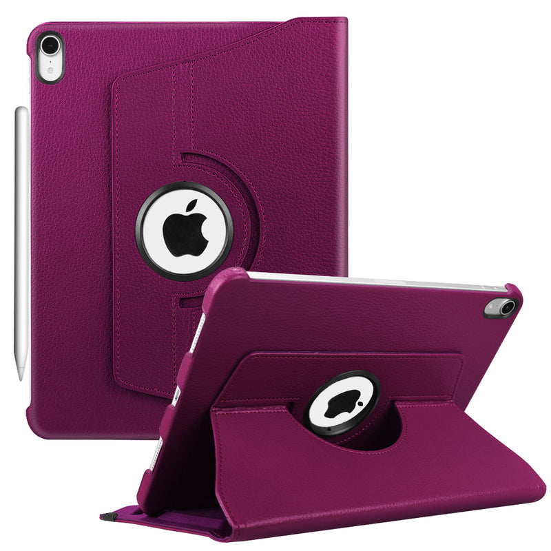 Rotating Case for iPad Pro 12.9 3rd Gen 2018 (Supports 2nd Gen Pencil Charging Mode) - 360 Degree Rotating Stand Protective Cover with Auto Sleep/Wake - Purple