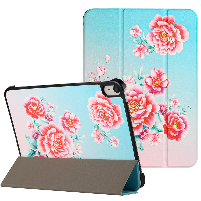 For Apple iPad 10th Gen 2022 Trifold Magnetic Closure PU Leather Case Cover - Blooming Flowers