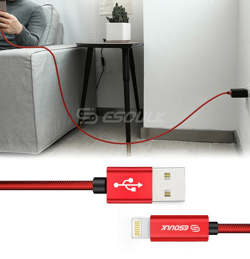 EC45L-IP-RD: Esoulk 10FT USB Cable For IPhone XS/XR/XS MAX 1.7A-Red