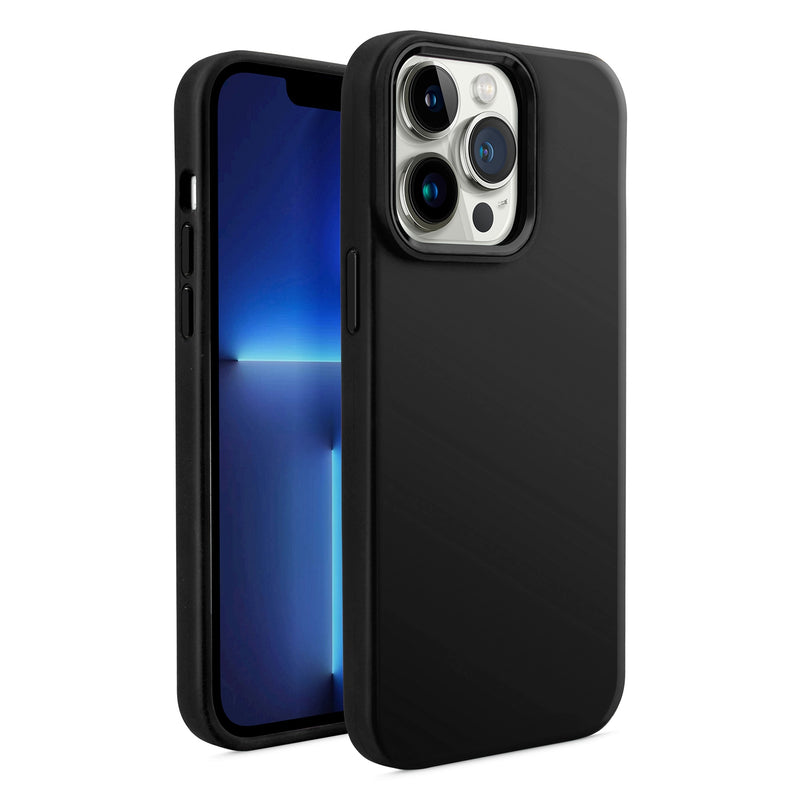 For Apple iPhone 14 PRO 6.1" Premium LIQUID Silicone with Metal Buttons and Camera Edges Case Cover - Black
