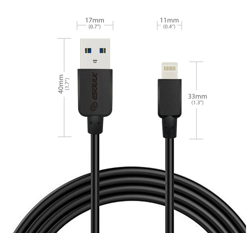 EC38P-IP-BK : 10FT Heavy Duty USB Cable 2A For IPhone Black