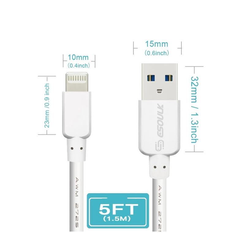 EC30P-IP-WH Esoulk 5ft Faster Speed Charging Cable For IOS-White